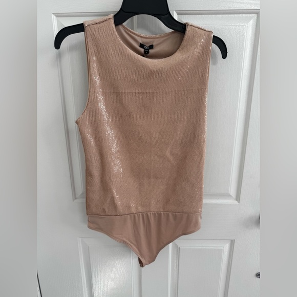 Express Tops - Express Shimmering Tan Sleeveless Bodysuit